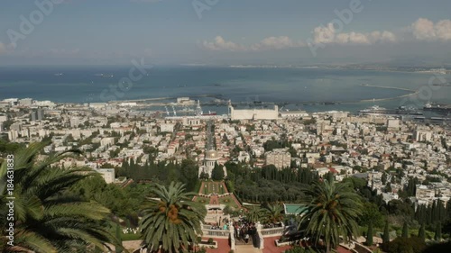 Panoramic view of Haifa and Bahai Gardens.