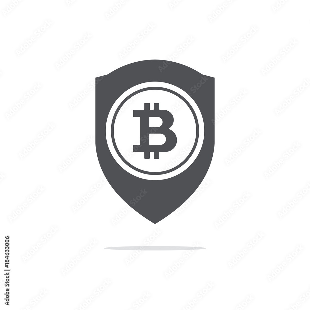Bitcoin trust symbol on the shield line icon. Cryptocurrency bitcoin trust and security concept. Flat vector icon. Bitcoin trust symbol on the shield line icon. Cryptocurrency bitcoin trust and security concept. Flat vector icon.