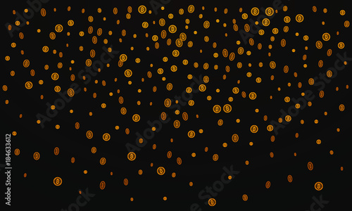 Bitcoins security business background. Bitcoin crypto mining visualization. Business wallet background, security currency exchange, vector model. Crypto virtual payment finance. Gold money trading.