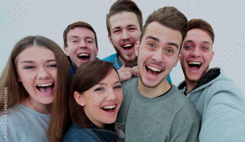 close-up of a team of cheerful and happy University students