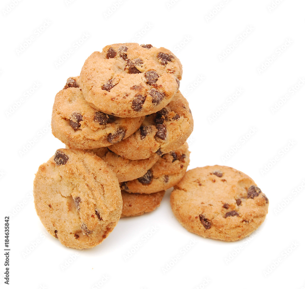 Extreme close-up image of chocolate chips cookies Extreme close-up image of chocolate chips cookies