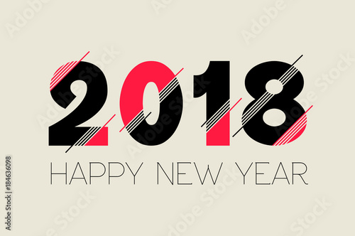 Happy New Year 2018 typography greeting card