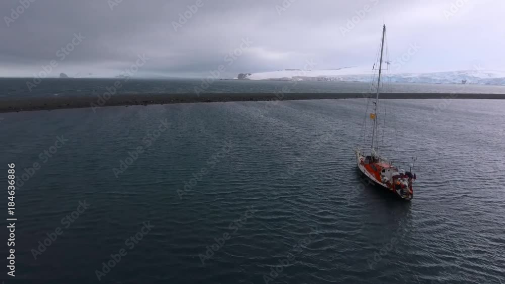 The yacht is floating in the Antarctic waters. Andreev. The yacht is floating in the Antarctic waters. Andreev.