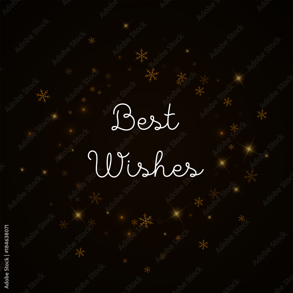 Best Wishes greeting card. Sparse starry snow background. Sparse starry snow on brown background.fine vector illustration.