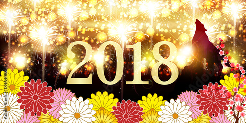 戌　年賀状　花火　背景