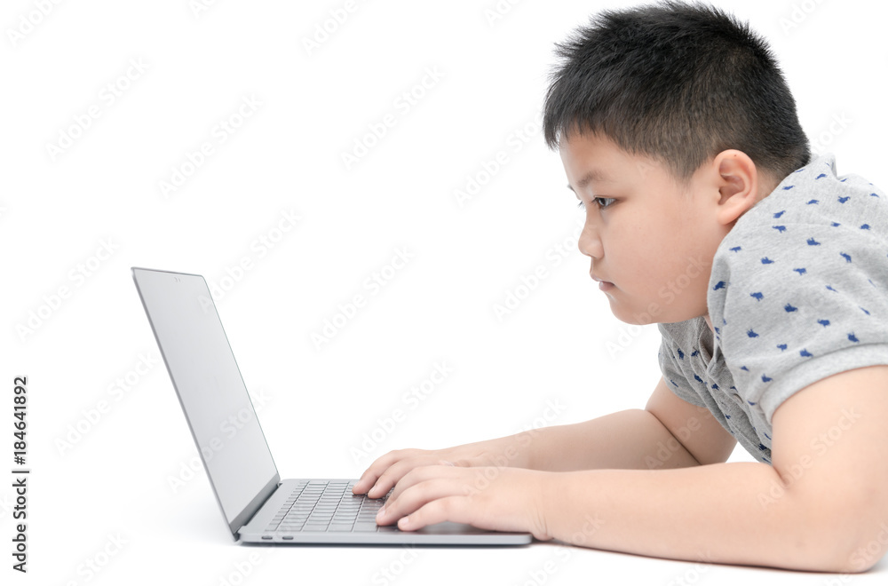 student using laptop to do homework isolated student using laptop to do homework isolated