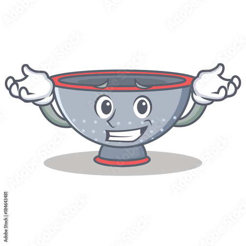 Grinning colander utensil character cartoon