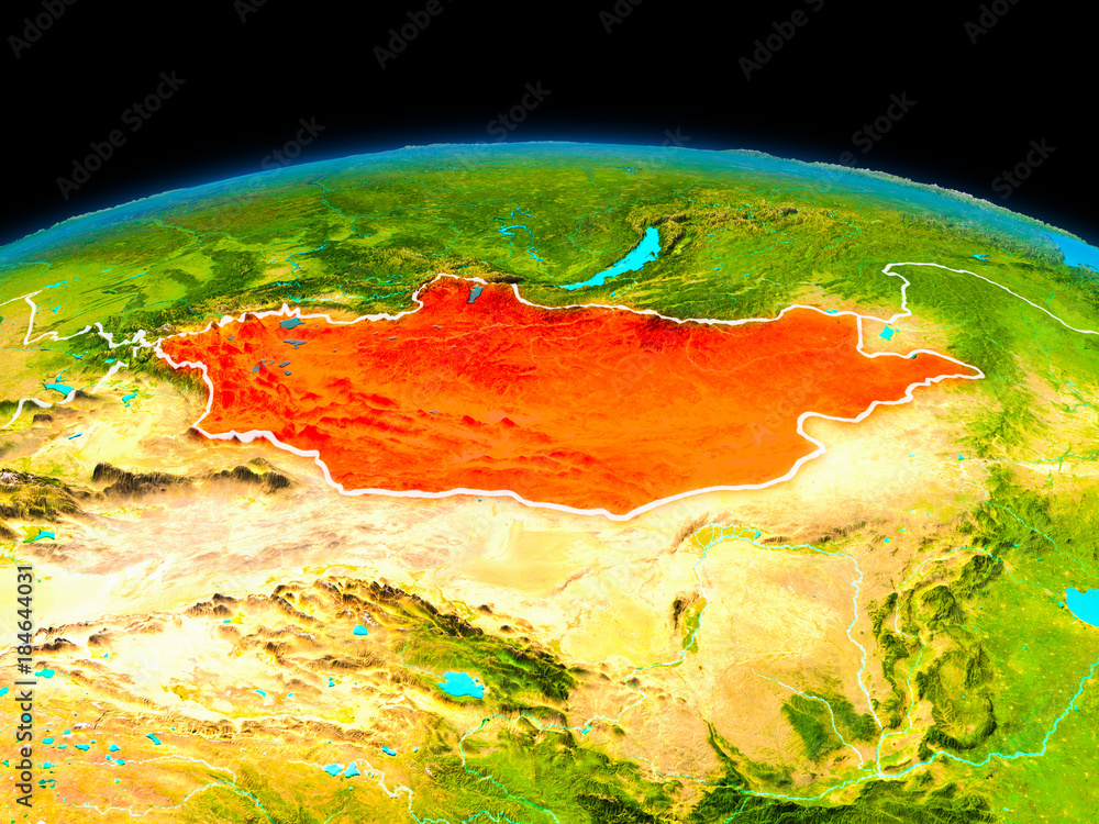 Mongolia in red