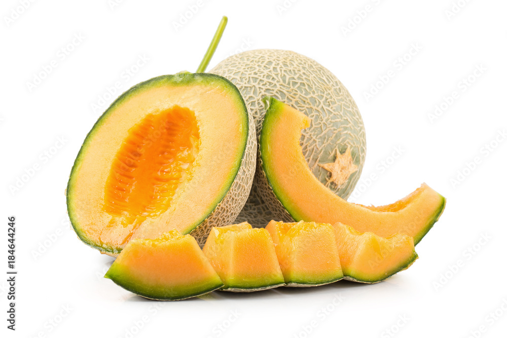 Cantaloupe melon isolated on a white background Cantaloupe melon isolated on a white background