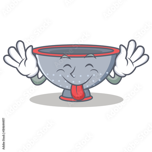 Tongue out colander utensil character cartoon