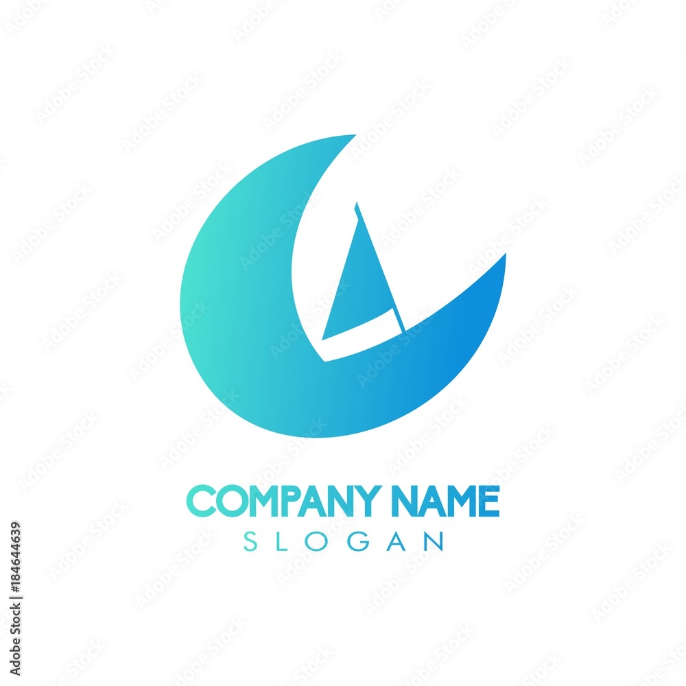 Simple ship gradient logo design concept for company Simple ship gradient logo design concept for company
