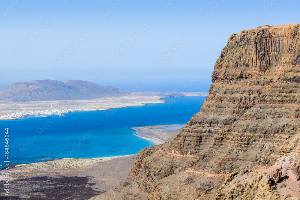 Landscape views from the overview point of Famara. Lanzarote. Canary Islands. Spain