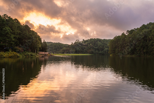 Swamp amd mountain view of Pang Ung, Mae Hong Son