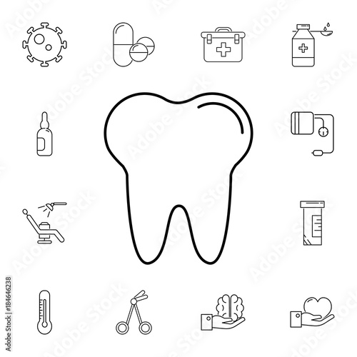 tooth line icon. Set of medicine tools icons. Web Icons Premium quality graphic design. Signs, outline symbols collection, simple icons for websites, web design, mobile app photo