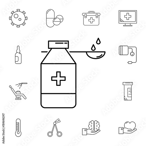 Medical syrup for kidney line icon. Set of medicine tools icons. Web Icons Premium quality graphic design. Signs, outline symbols collection, simple icons for websites, web design