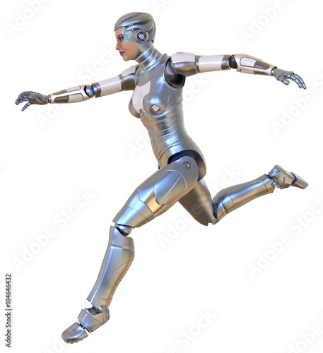 Female robot isolated on white 3d illustration