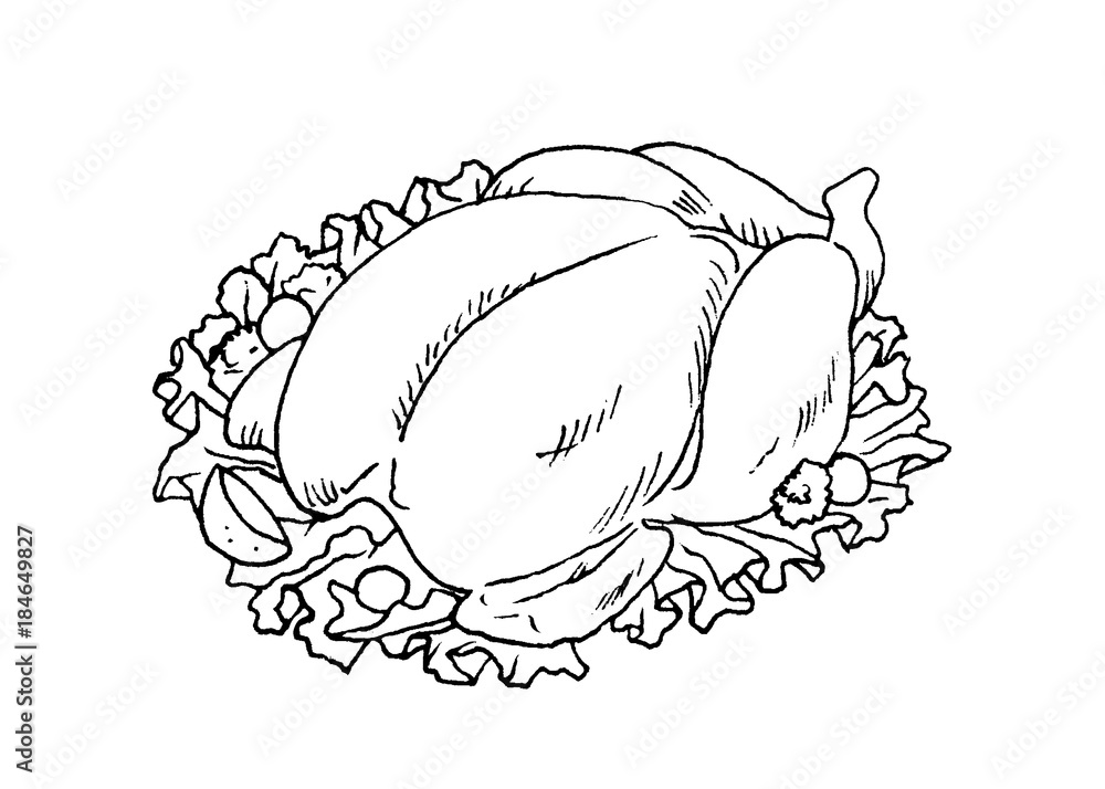 ローストチキンの塗り絵 Stock イラスト Adobe Stock