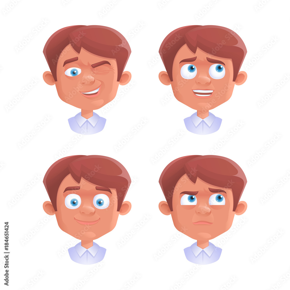 Set of boy emotion. Vector illustration, eps 10. Set of boy emotion. Vector illustration, eps 10.