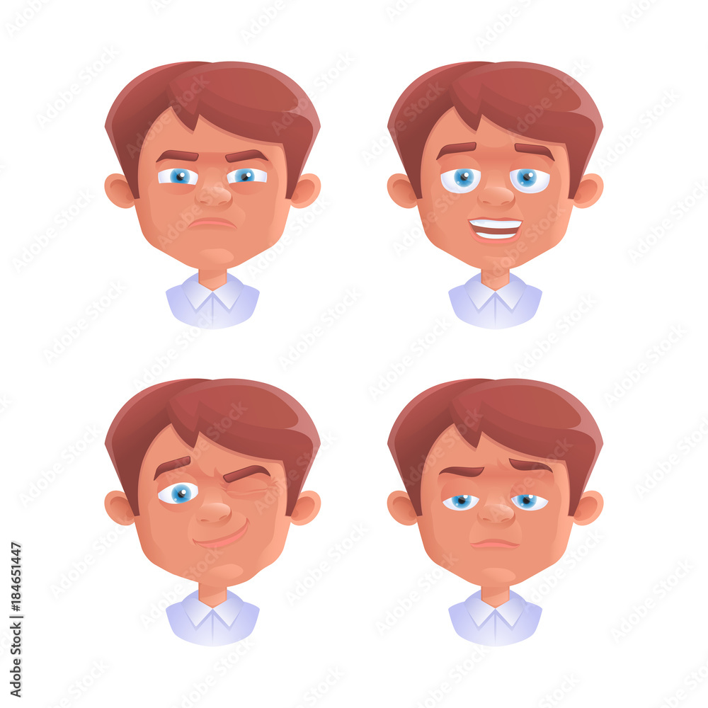 Set of boy emotion. Vector illustration, eps 10. Set of boy emotion. Vector illustration, eps 10.