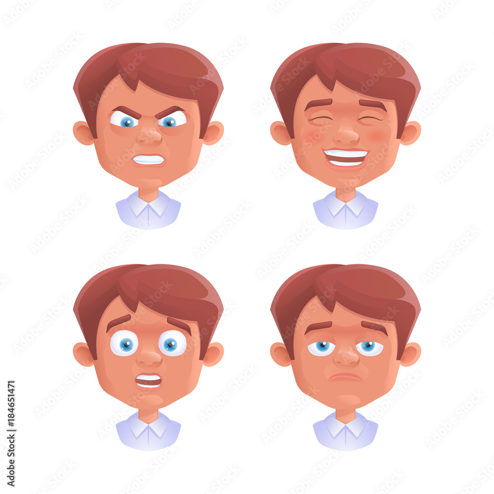 Set of boy emotion. Vector illustration, eps 10. Set of boy emotion. Vector illustration, eps 10.