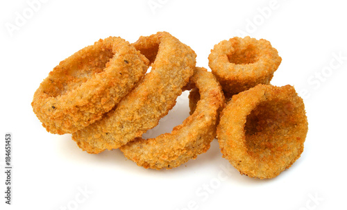 Onion fried on white background