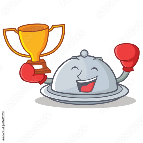 Boxing winner tray character cartoon style