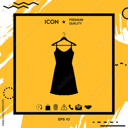 Sundress, Evening dress, combination or nightie on the wardrobe hanger , the silhouette. Menu item in the web design