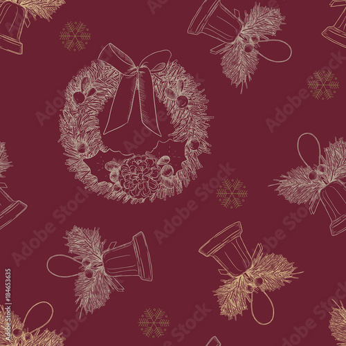 Merry Cristmast seamless pattern , hand draw sketch vector. photo