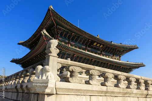 korean royal palace, landscape, Gyeongbokgung palace in seoul, korea.