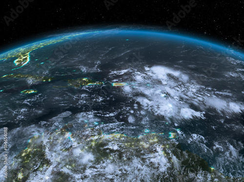 Fototapeta Naklejka Na Ścianę i Meble -  Puerto Rico from space at night