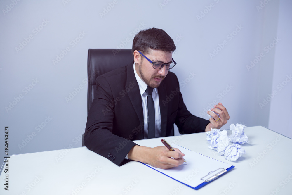 Business failed. Businessman report paper and deadline concept very fail Business failed. Businessman report paper and deadline concept very fail
