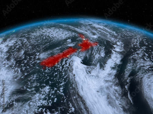 New Zealand from space at night