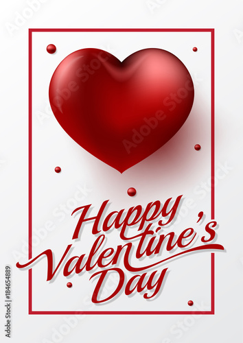 Wallpaper Mural Happy valentine's day typography text with red heart in love concept.Vector illustration. Torontodigital.ca