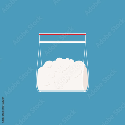 Cocaine plastic bag isolated. Drugs  in sachet. Vector illustration