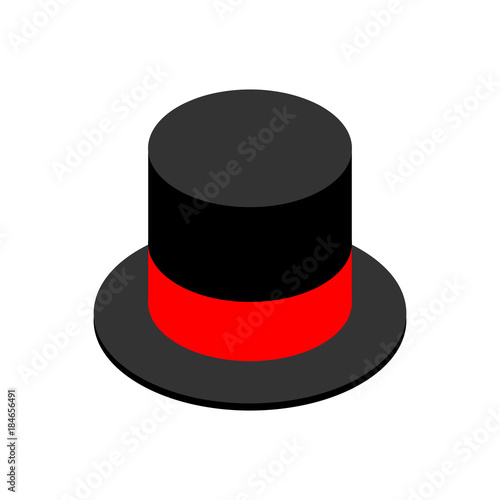 Hat cylinder isometric style isolated. Cap aristocrat. Vector illustration