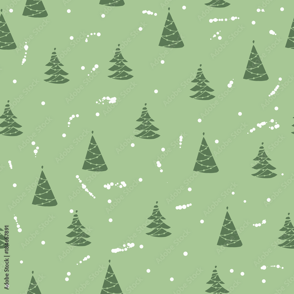 Seamless pattern with trees. Vector illustration.