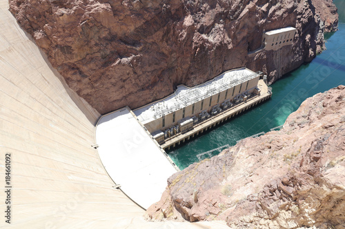 Hoover Dam on Colorado River at the Stateline of Nevada-Arizona. USA