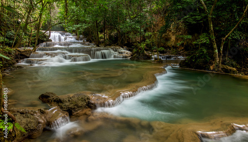 Beautiful waterfall Huai Mae Khamin Waterfall step 2, Srinakarin National Park, Kanchanaburi, Thailand.. © sunti