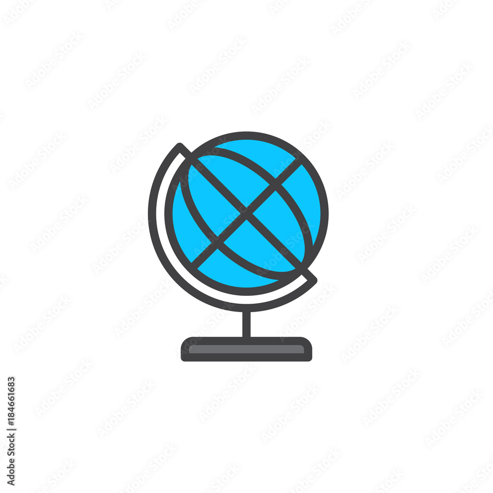Globe filled outline icon, line vector sign, linear colorful pictogram isolated on white. Symbol, logo illustration. Pixel perfect vector graphics Globe filled outline icon, line vector sign, linear colorful pictogram isolated on white. Symbol, logo illustration. Pixel perfect vector graphics