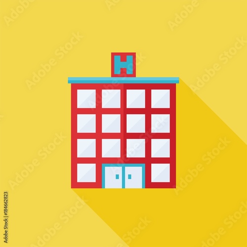 Simple hostel icon, flat design
