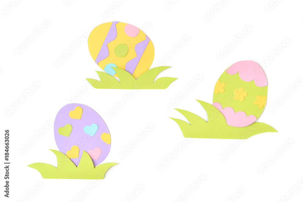Easter eggs paper cut on white background - isolated Easter eggs paper cut on white background - isolated
