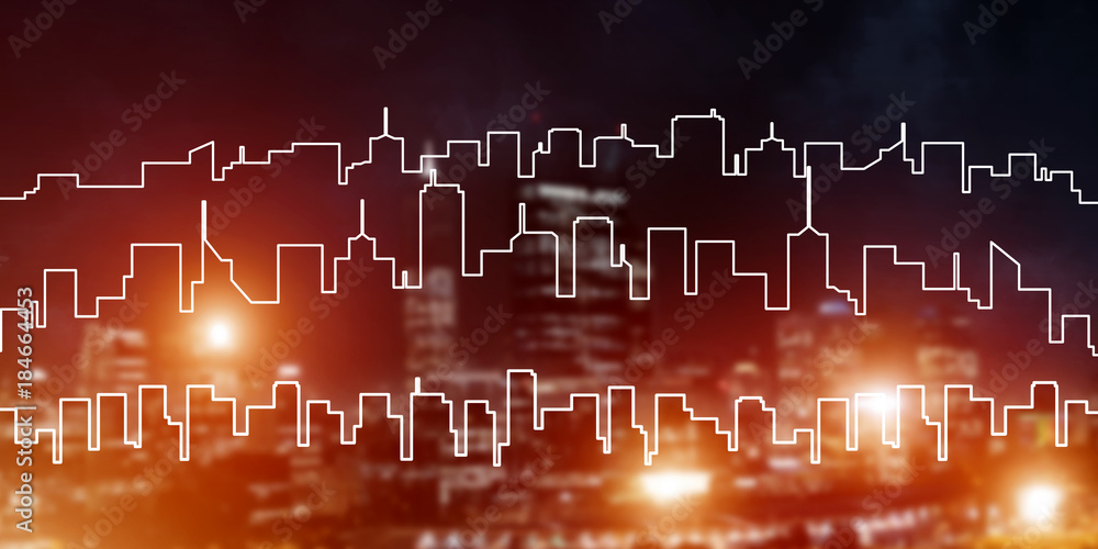 Fototapeta premium Background conceptual image of night illuminated town as symbol for active lifestyle