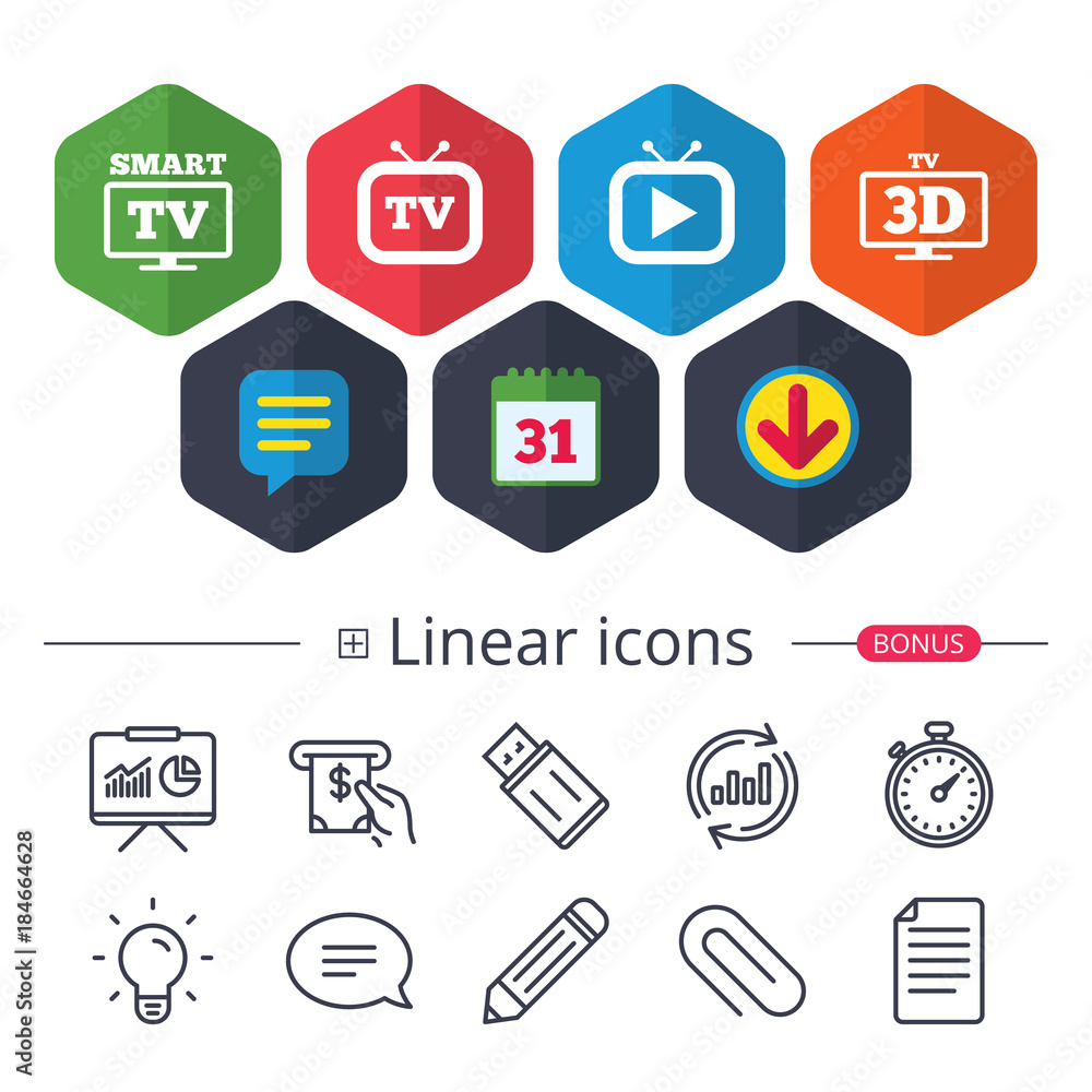 Smart 3D TV mode icon. Retro television symbol. Smart 3D TV mode icon. Retro television symbol.