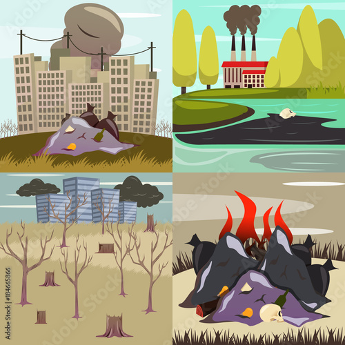 Man-made Disasters Orthogonal Icons