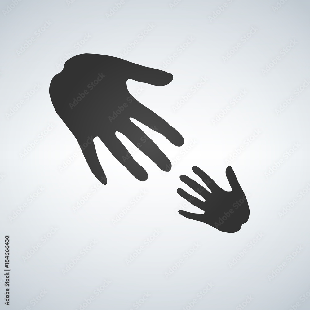 Obraz premium Black adult and child hands. Save the child concept