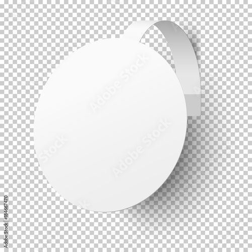 Vector white round self adhesive supermarket shelf paper wobbler, price banner isolated on transparent background. Template design.