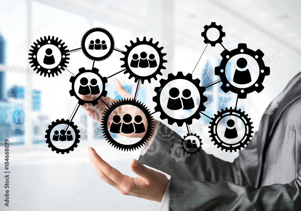 Cogwheels and gears mechanism as social communication concept Cogwheels and gears mechanism as social communication concept