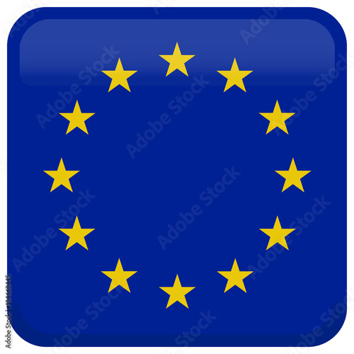 European Union flag. Abstract concept, icon, square, button. Vector illustration on white background.