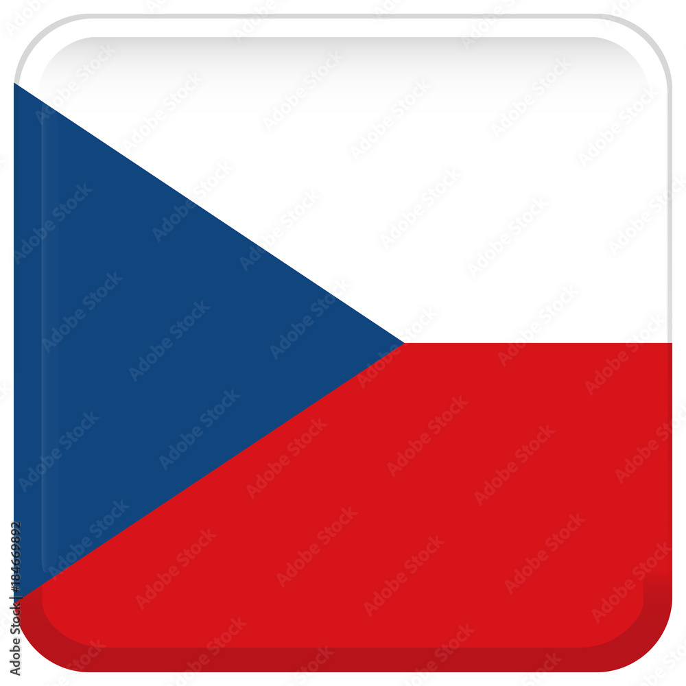 Czech flag. Abstract concept, icon, square, button. Vector illustration on white background. Czech flag. Abstract concept, icon, square, button. Vector illustration on white background.
