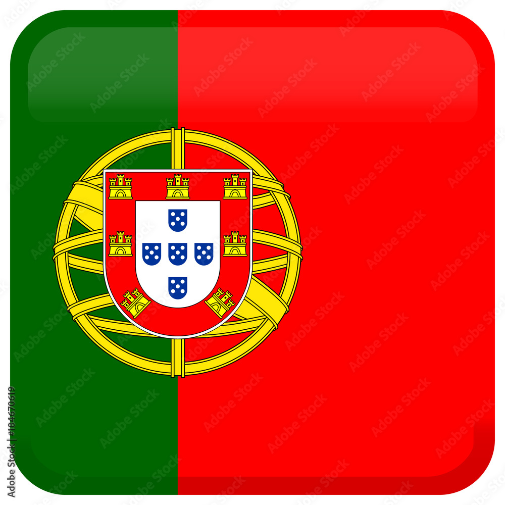 Portugal flag. Abstract concept, icon, square, button. Vector illustration on white background. Portugal flag. Abstract concept, icon, square, button. Vector illustration on white background.